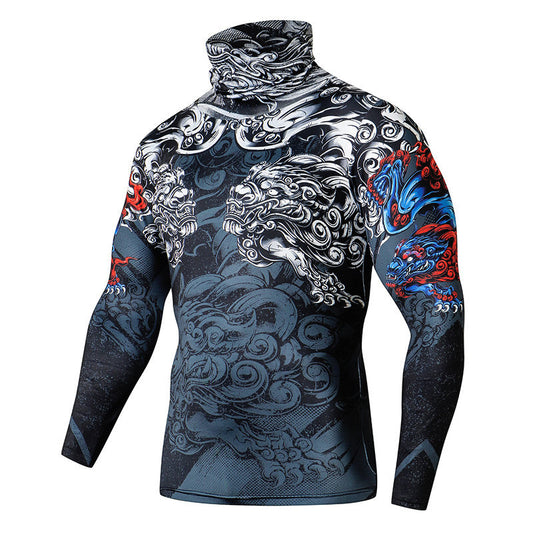 Men Casual 3D T Shirt Fitness Compression Shirts With Mask Global swanky 3