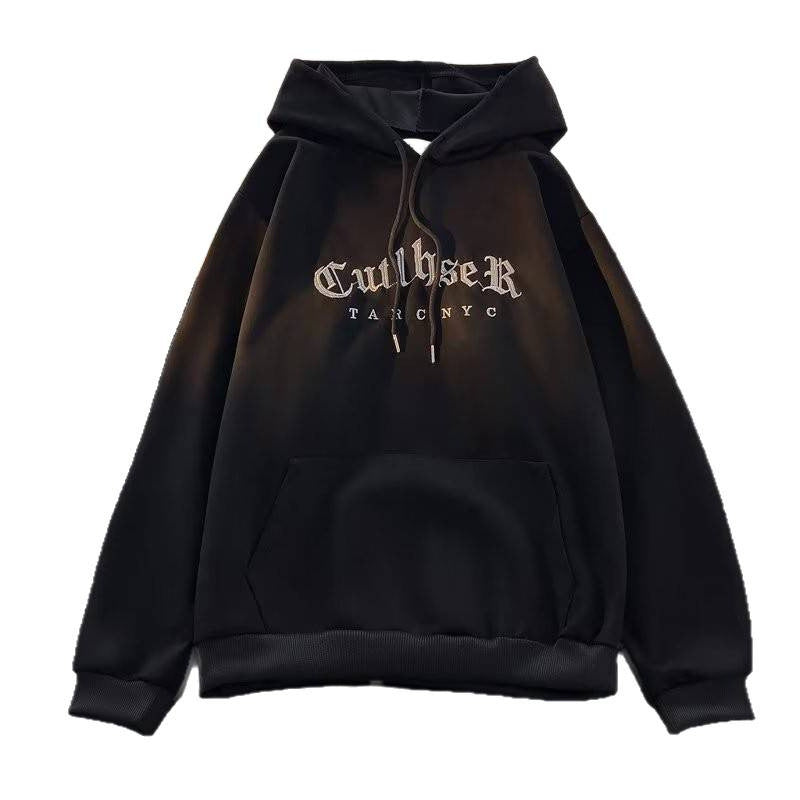 Men’s Black Hoodie – Distressed Wash & Lobster-Claw Button global swanky 2