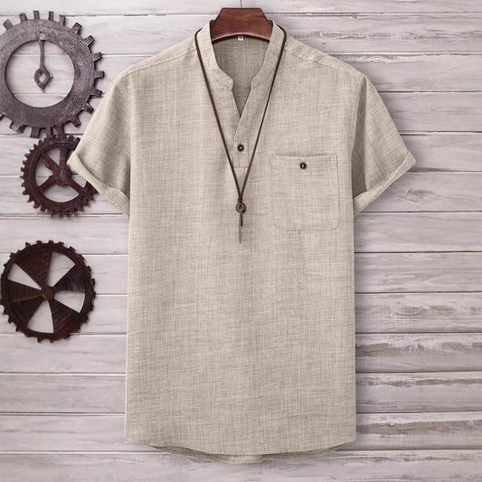  Men’s Casual Short-Sleeve Solid-Color Shirt Turn-Down Collar
global-swanky 2