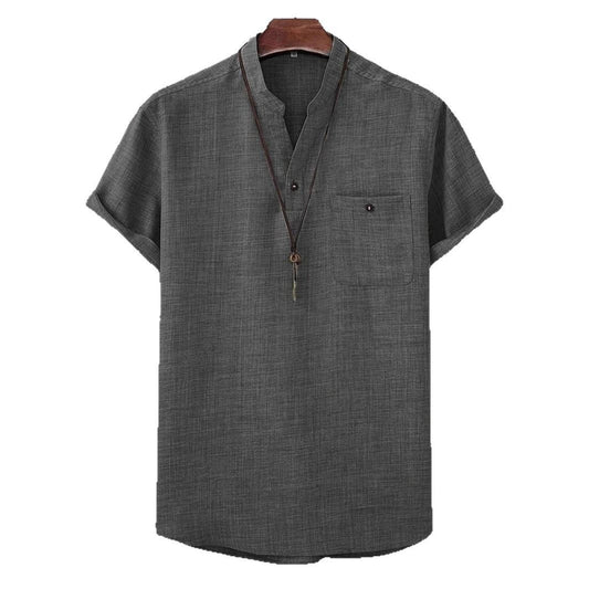  Men’s Casual Short-Sleeve Solid-Color Shirt Turn-Down Collar
global-swanky 3
