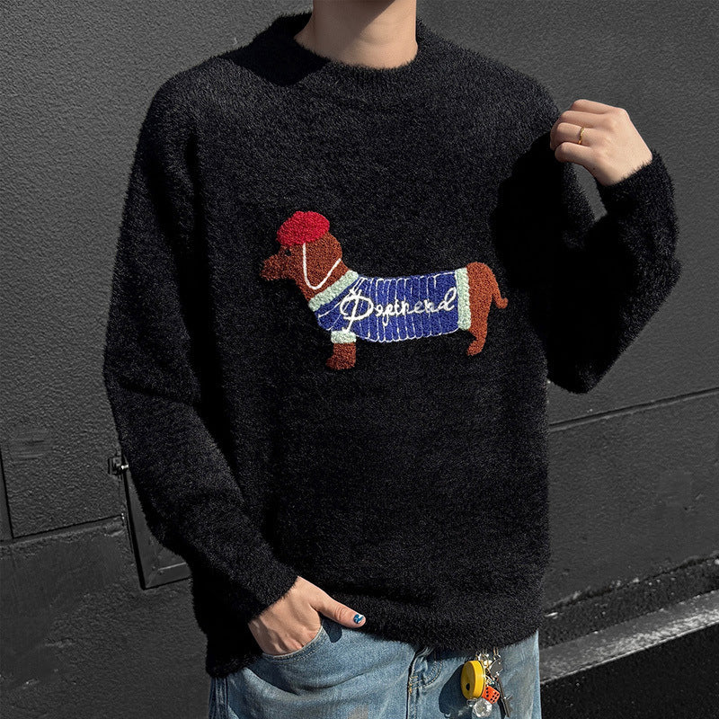 Men’s Casual Sweater – Featuring Cute Dachshund Design global swanky 2
