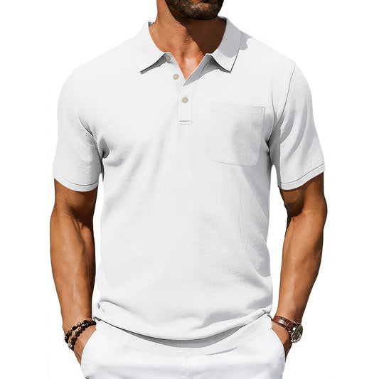 Men's Lapel Polo Shirt Linen Pocket T-Shirt Global swanky 1