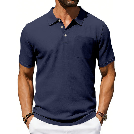 Men's Lapel Polo Shirt Linen Pocket T-Shirt Global swanky 3