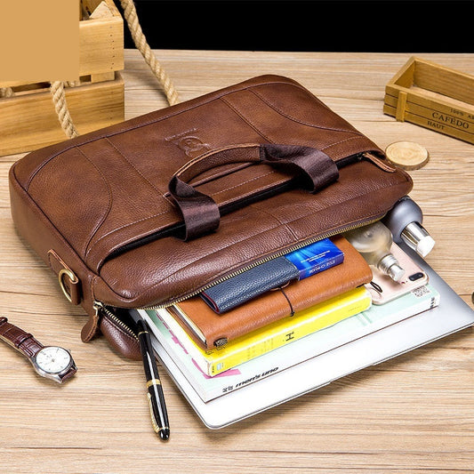  Men’s Large-Capacity Briefcase – Full-Grain Leather Design
global-swanky 1
