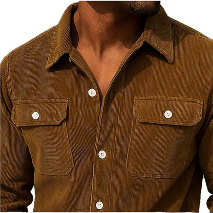 Men’s Loose-fit Corduroy Shirt-coat – Comfortable & Stylish global swanky 2