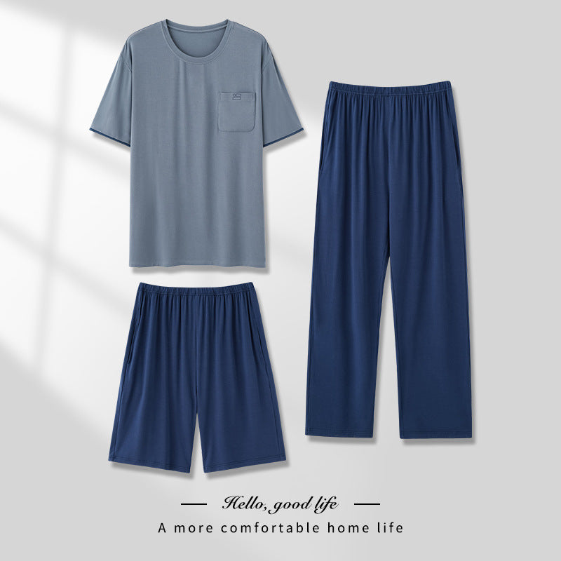  Men’s Pajamas Modal Three-Piece Home Wear Suit – Soft & Cozy
global-swanky 3
