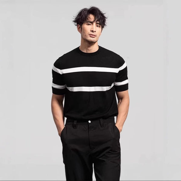 Buy Men's Retro Round Neck Ice Silk Knitted Top Summer – Global Swanky