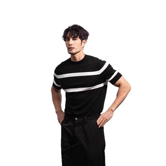 Men's Retro-style Round-neck Knitted Top With Ice Silk Short Sleeves Global swanky 2