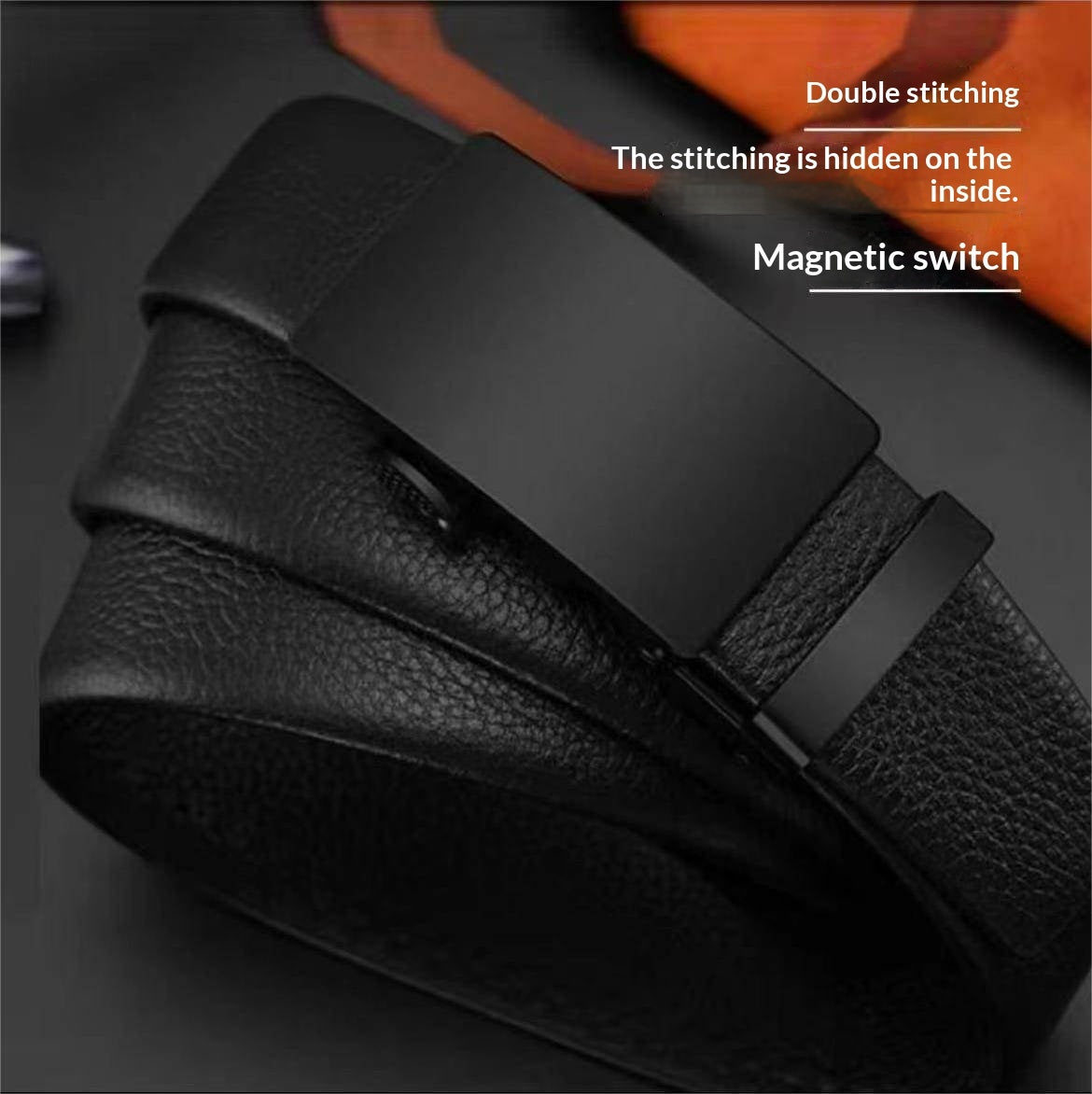  Men’s Smooth Leather Belt with Automatic Buckle – 1 Piece 
global-swanky 1