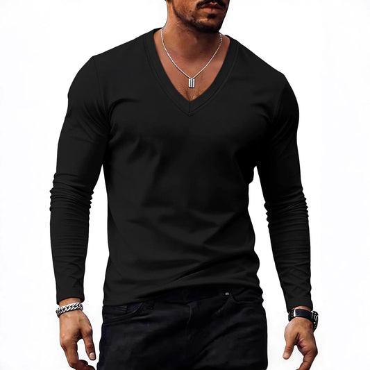 Men’s Solid-Color Plus-Size Casual V-Neck T-Shirt Trendy Style
global-swanky 1