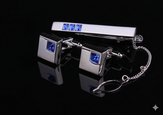 Men’s Suit Set Rhinestone Silver Cufflinks Tie Clip 3 Pieces
global-swanky 1