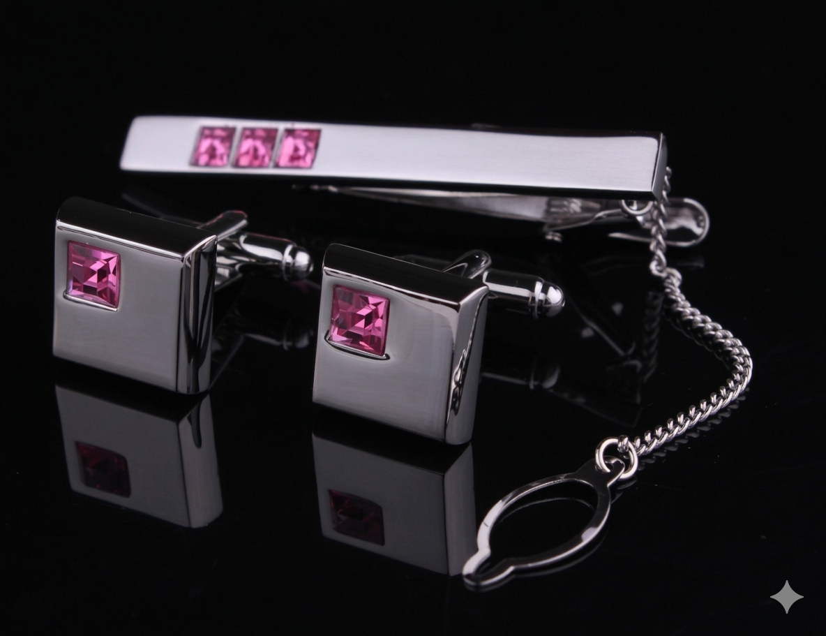 Men’s Suit Set Rhinestone Silver Cufflinks Tie Clip 3 Pieces
global-swanky 2