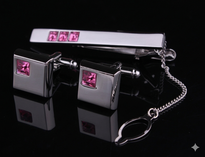 Men’s Suit Set Rhinestone Silver Cufflinks Tie Clip 3 Pieces
global-swanky 2