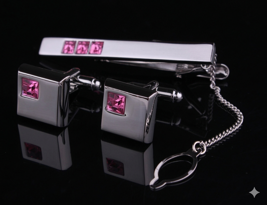 Men’s Suit Set Rhinestone Silver Cufflinks Tie Clip 3 Pieces
global-swanky 2