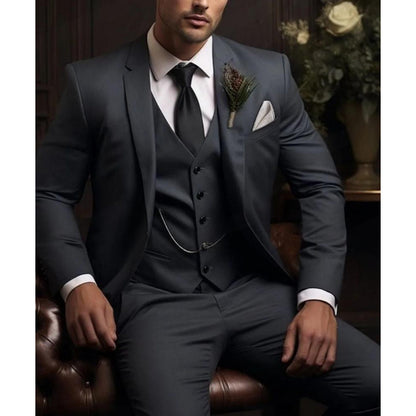 Men’s Three-Piece Solid-Color Suit – Stylish & Sophisticated global swanky 3