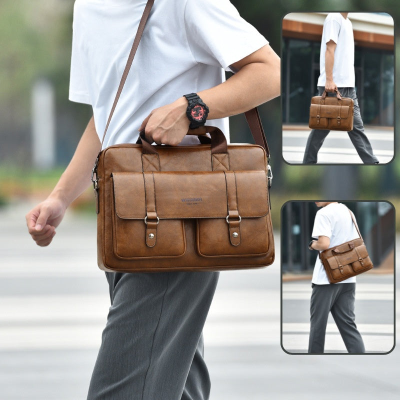 Mens Business Large-Capacity ShoulderCrossbody Modern Briefcase Global swanky1