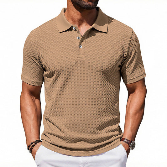 Mens Plaid Polo Shirt Breathable Casual Collared T-Shirt Global swanky 2