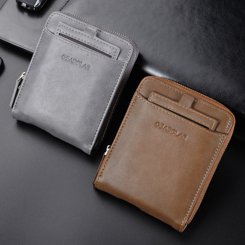 Mens Retro Multi-Card Zipper Wallet Classic Daily Carry Global swanky 1