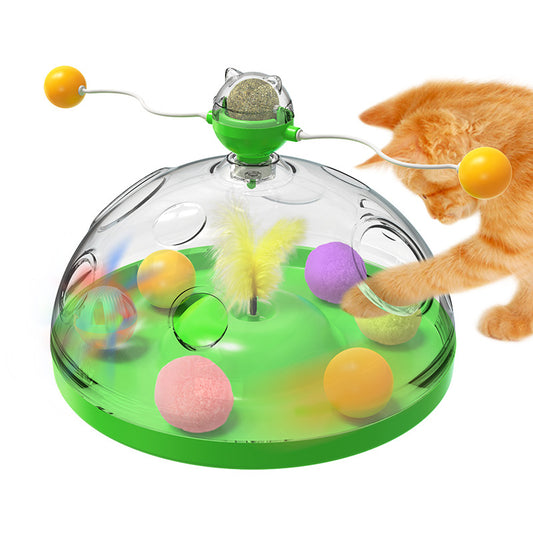 Meows Windmill Funny Cat Toys Interactive Multifunctional Turntable Pet Educational Toys With Catnip Luminous Ball Pinwheel Toys Pet Products Global swanky 3