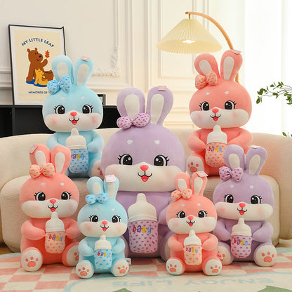 Milk Bottle Rabbit Plush Toy for Children Birthday Gift Uses globalswanky 01