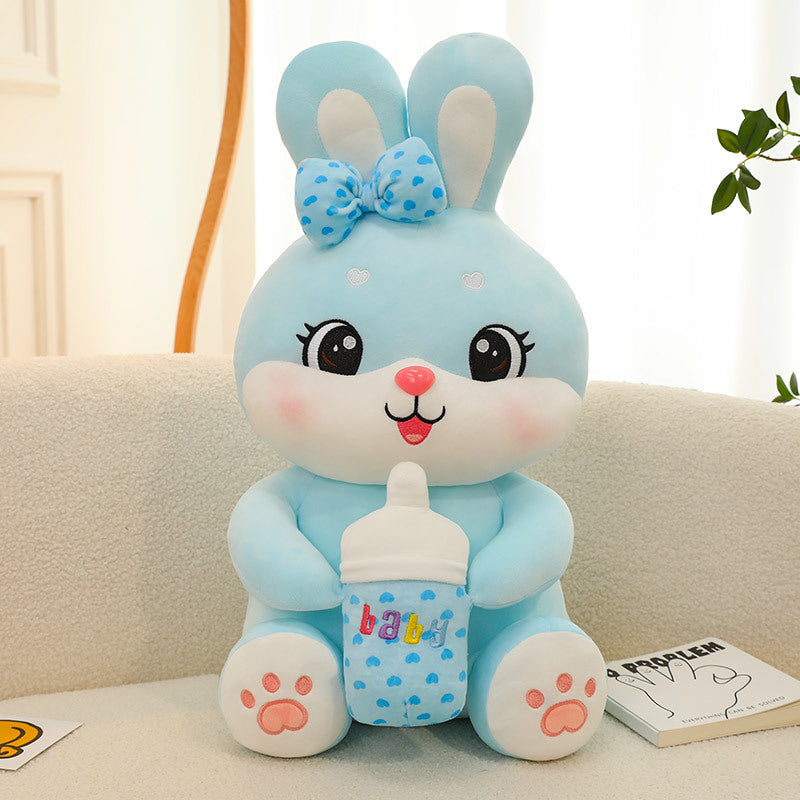 Milk Bottle Rabbit Plush Toy for Children Birthday Gift Uses globalswanky 02