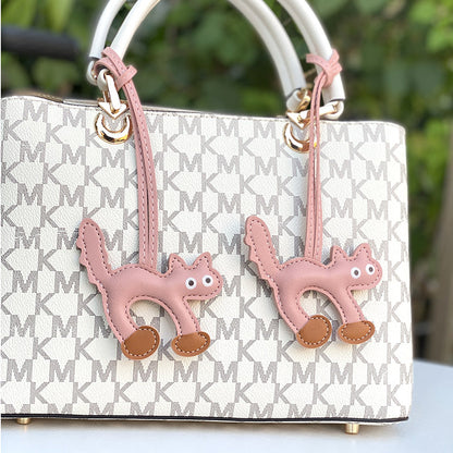 Mini CAT Leather Bag Pendant Charm for Bags and Keychains global swanky 1