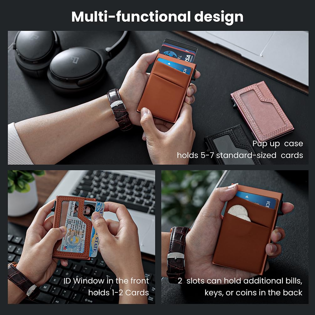  Minimalist Pop-Up Card Holder Wallet Slim Design Cash Pocket
global-swanky 3