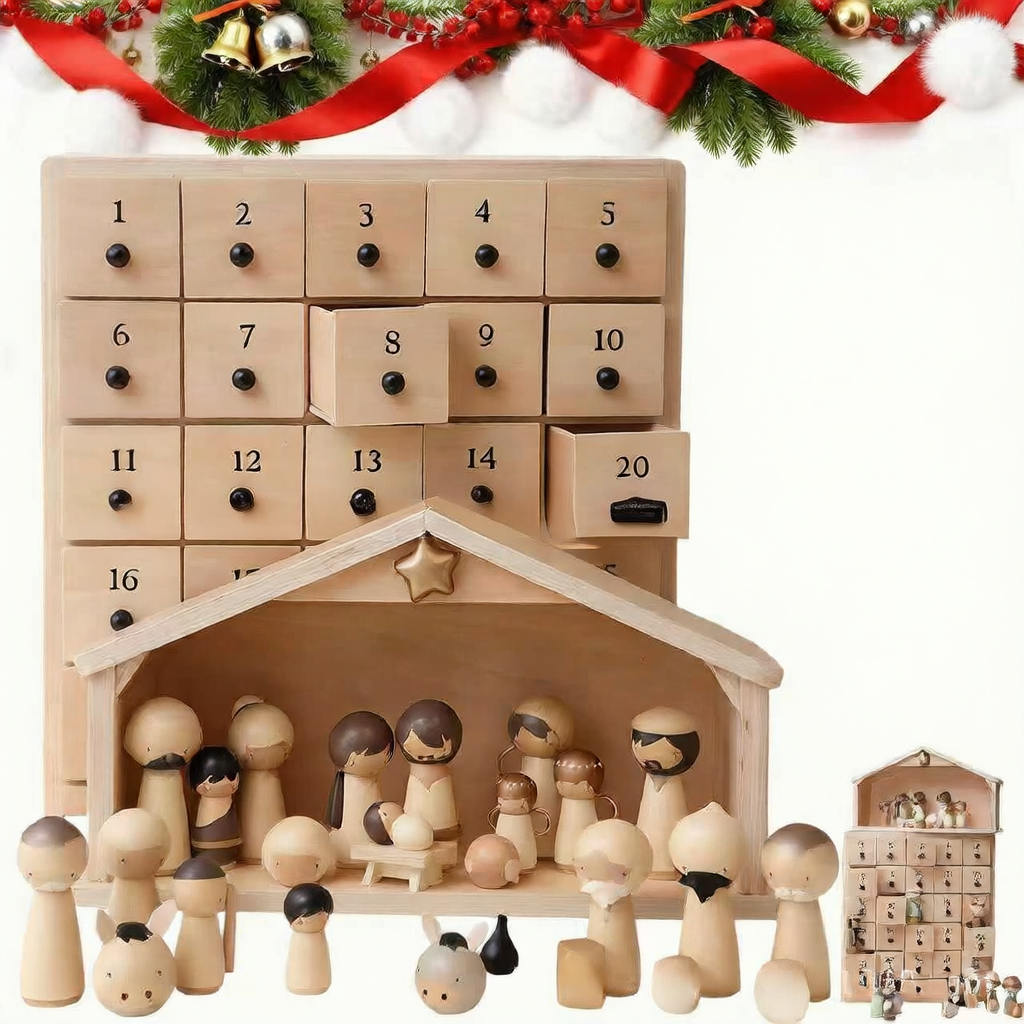 Nativity Advent Calendar for Holiday Countdown Decor Gift globalswanky 01
