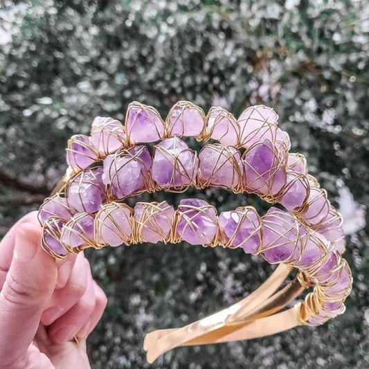 Natural Crystal Quartz & Amethyst Gemstone Wedding Headdress
global-swanky- 3