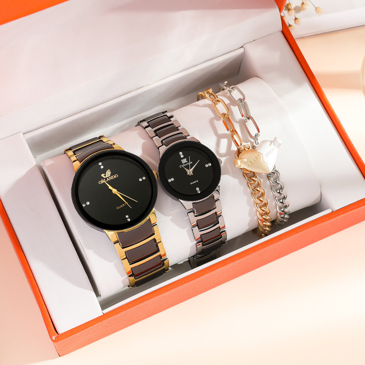 New Fashion Couple Watch Simple All-Match Heart Bracelet Set
global-swanky- 1