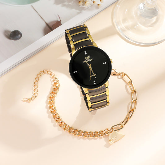  New Fashion Couple Watch Simple All-Match Heart Bracelet Set
global-swanky- 2