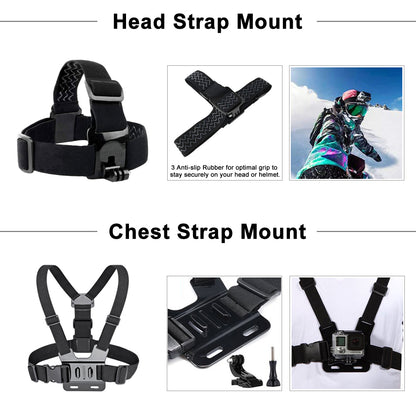 Nine-Piece Action Camera Accessories Set for Sports & Travel