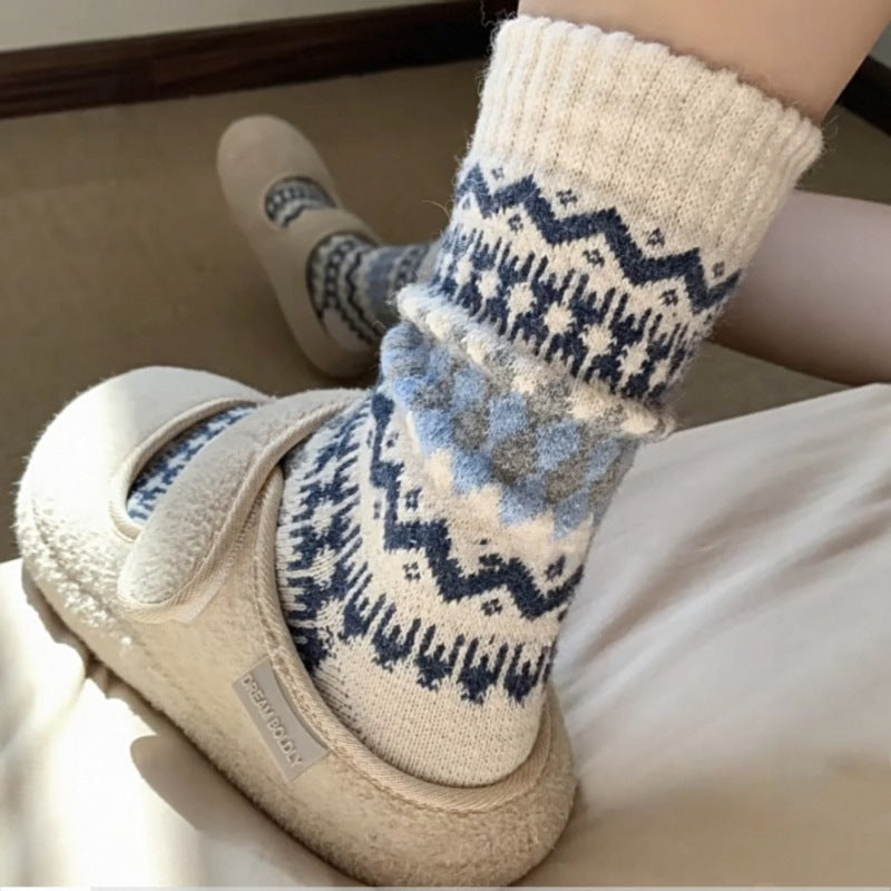 Nordic Fair Isle Wool Winter Socks for Cold Weather Wear Pair globalswanky 01