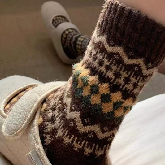 Nordic Fair Isle Wool Winter Socks for Cold Weather Wear Pair globalswanky 02