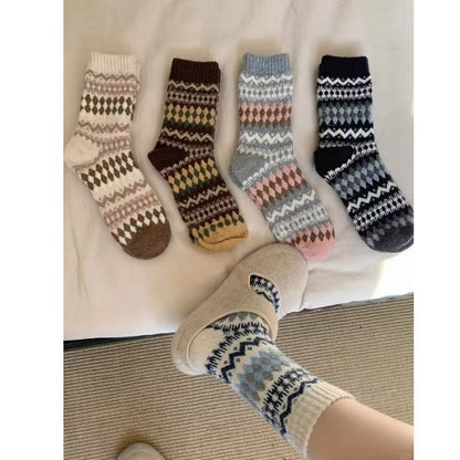Nordic Fair Isle Wool Winter Socks for Cold Weather Wear Pair globalswanky 03