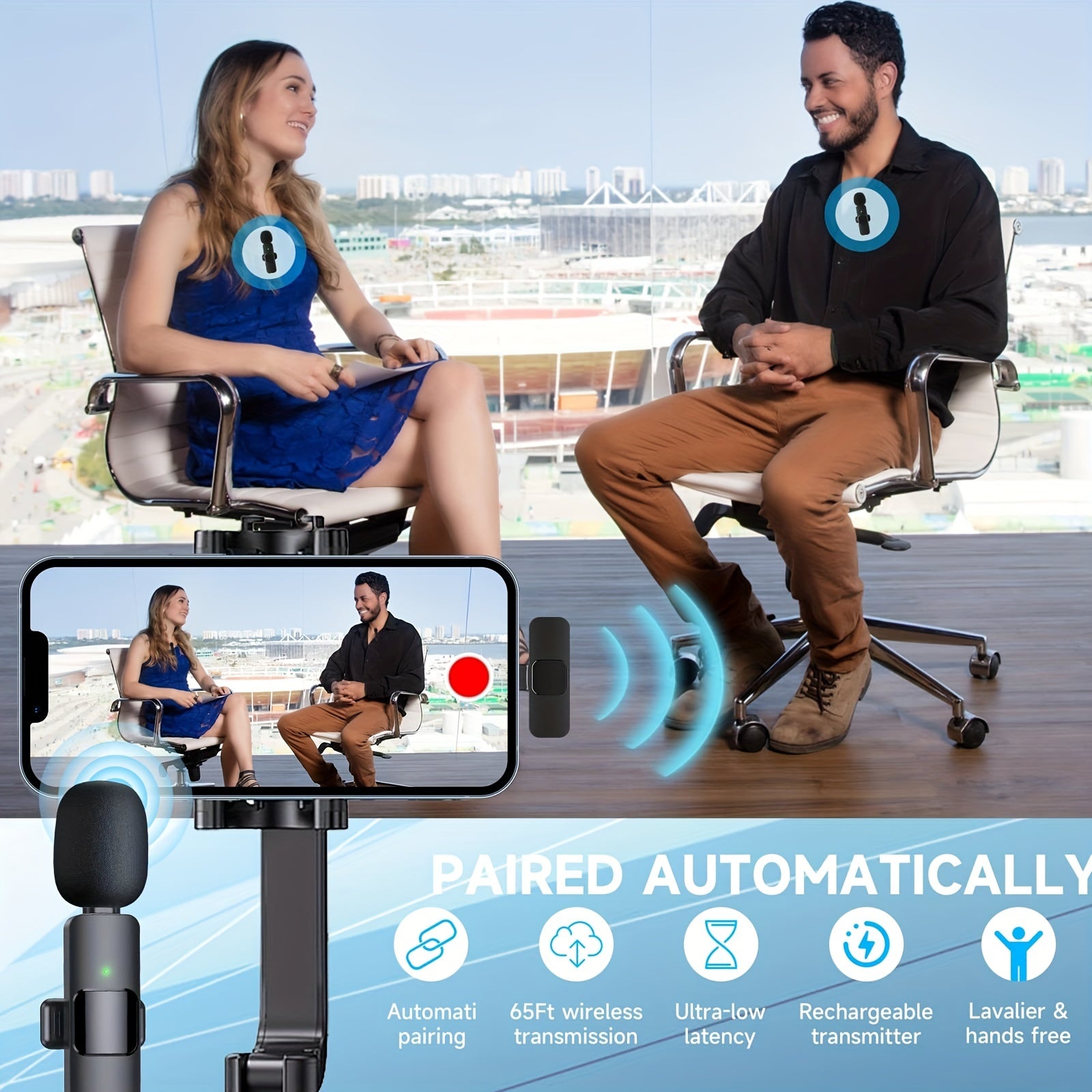 Omnidirectional Wireless Mic for Interviews and Podcasts globalswanky 03