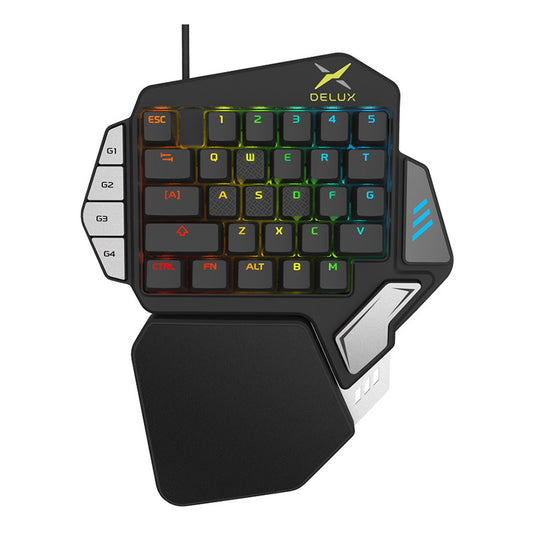 One-Handed Mechanical Gaming Keyboard with RGB & Programmable Keys  Global swanky 3
