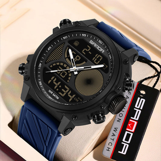 Outdoor Sports Waterproof Watch For Men Rugged Design With A Large Dial And Dual Display Global swanky 1