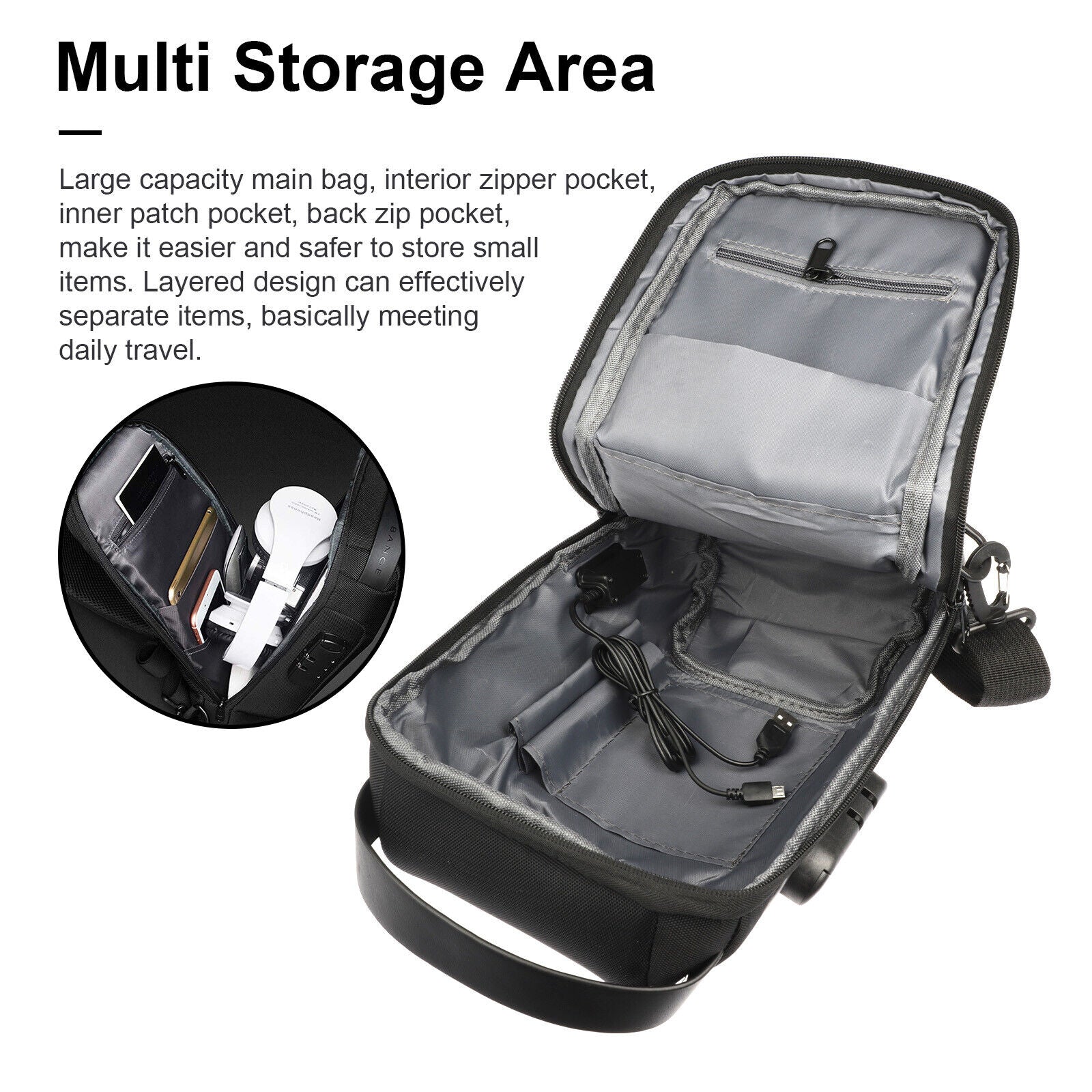 Oxford Crossbody Bags With USB Anti-Theft Shoulder Chest Pack Global swanky 4