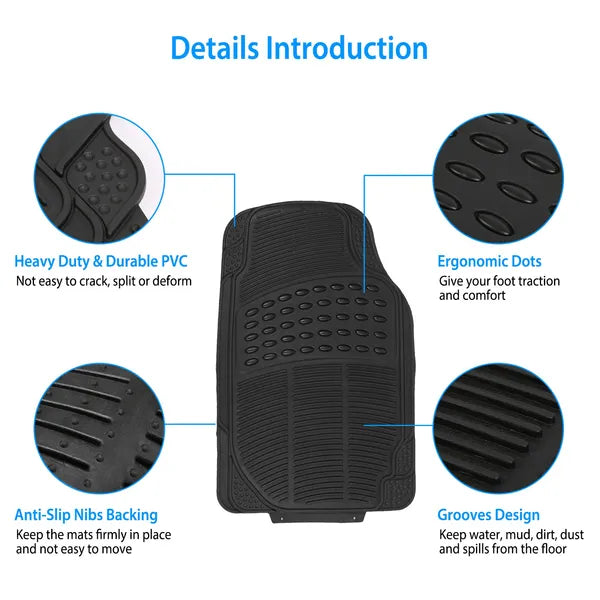 PVC Rubber Floor Mats 4Pcs for Cars SUVs Trucks Heavy Duty Set Global swanky 2