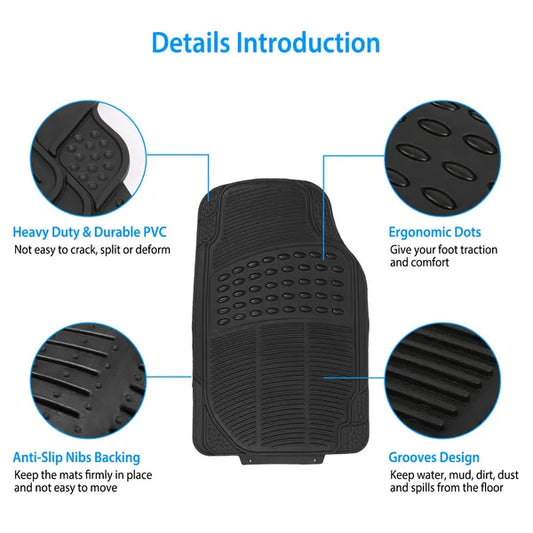 PVC Rubber Floor Mats 4Pcs for Cars SUVs Trucks Heavy Duty Set Global swanky 2