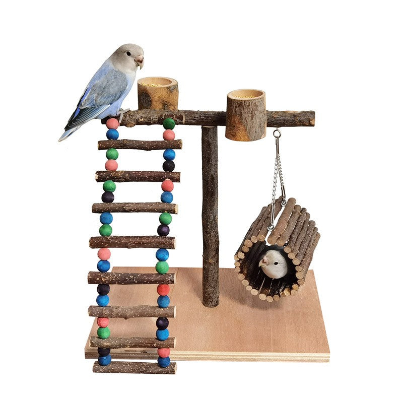 Parrot Training Station Frame – Solid Wood Bird Shelf & Toys global swanky 2