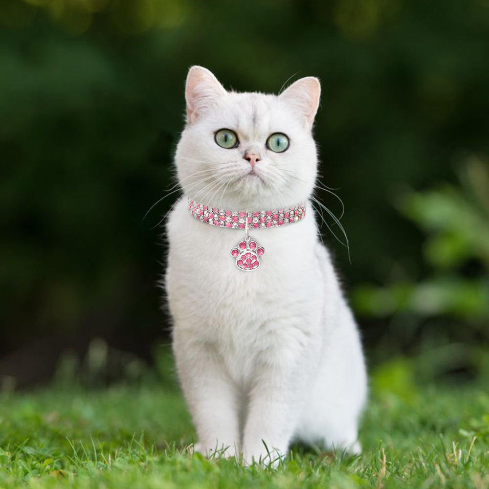 Pet Collar With Diamonds, Mixed-color Cat And Dog Supplies, Cat Claws, Elastic Cat And Dog Necklace Jewelry Global swanky  2