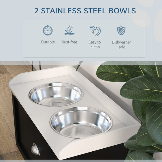 Pet Feeding Station Pet Dish Bowl Set with Storage, 2 Elevated Dog Bowls for Large Sized Dogs, White and Black Global 2