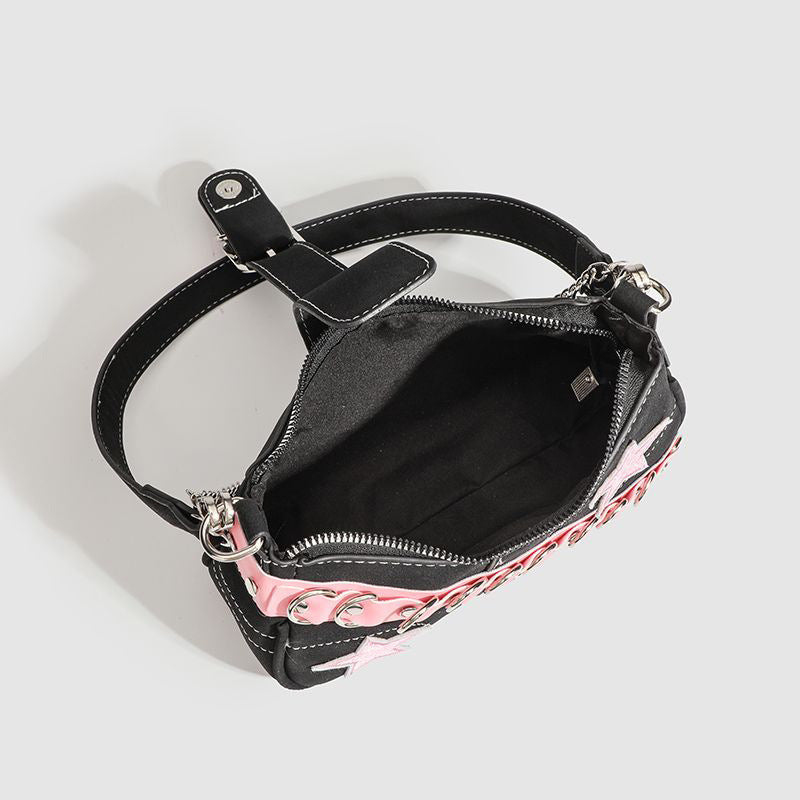 Pink Chain Star Baguette Shoulder Bag for Cute Daily Styles Global swanky 3