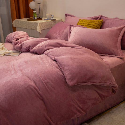 Plush Fleece Duvet Cover Set – Double-Sided Warm Bedding global swanky 1