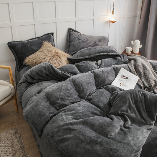 Plush Fleece Duvet Cover Set – Double-Sided Warm Bedding global swanky 2