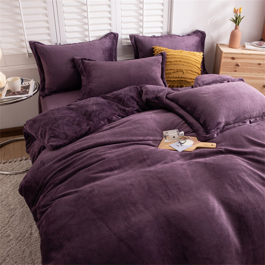 Plush Fleece Duvet Cover Set – Double-Sided Warm Bedding global swanky 3