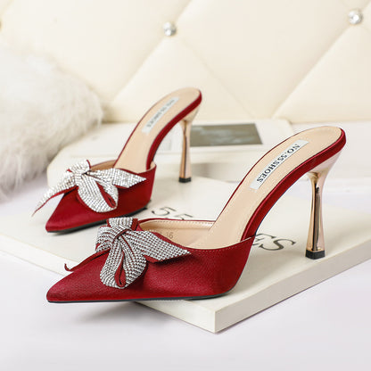  Pointed Toe Bow Sandals Pumps for Women Party Daily Heel Wear Global swanky 1