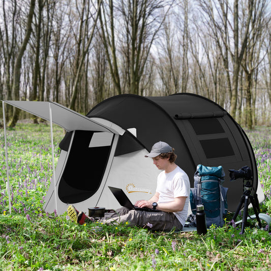 Pop Up Tent with Porch and Carry Bag, 3000mm Waterproof, for 2-3 People Camping Hiking, Black Global swanky 1